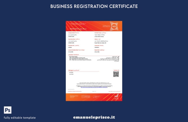 stile verificato Licenza commerciale Emirati Arabi Uniti Sharjah Modello Word e 